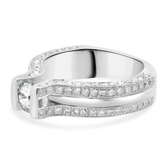 14 Karat White Gold Round Brilliant Cut Tension Set Diamond Engagement Ring