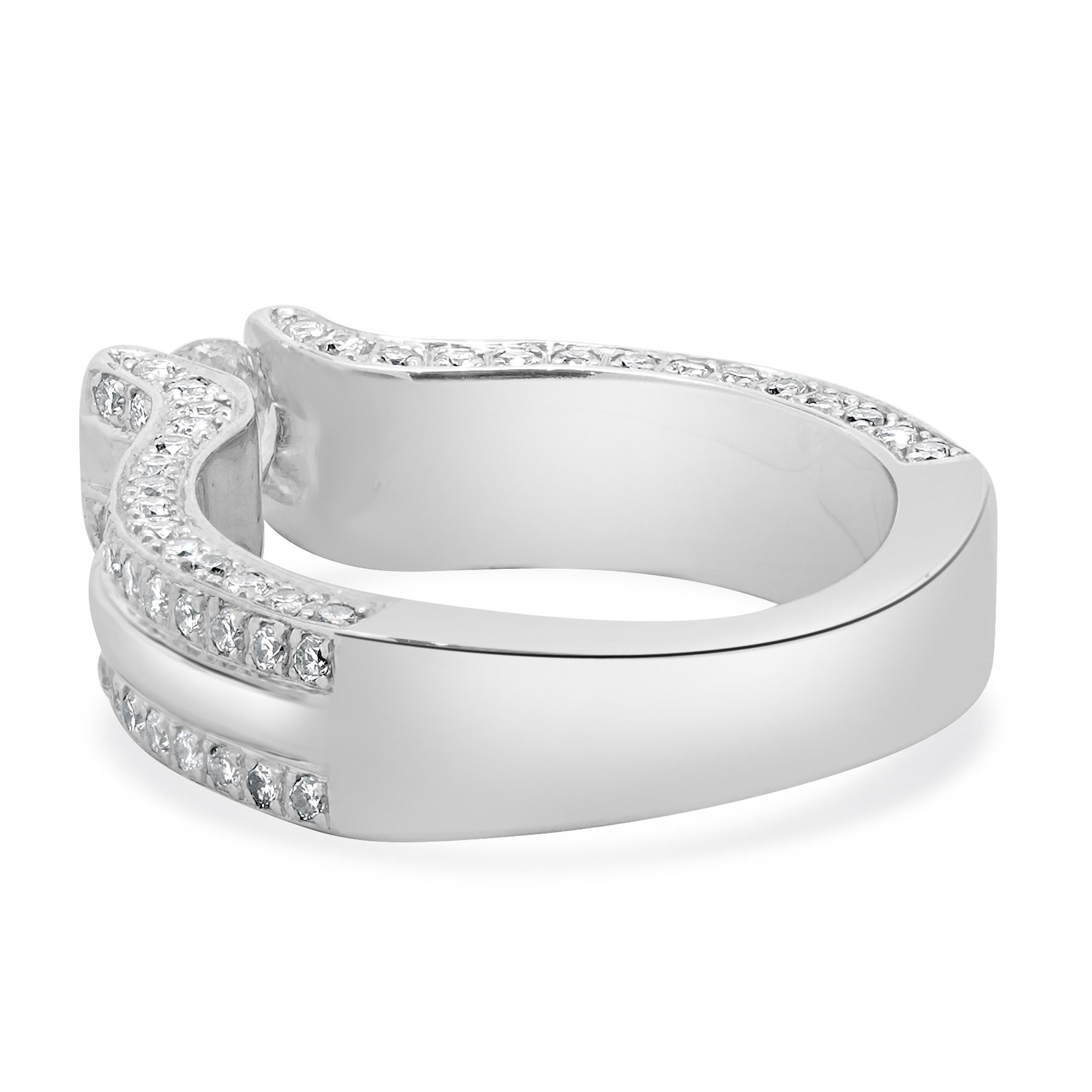 Round Cut 14 Karat White Gold Round Brilliant Cut Tension Set Diamond Engagement Ring For Sale