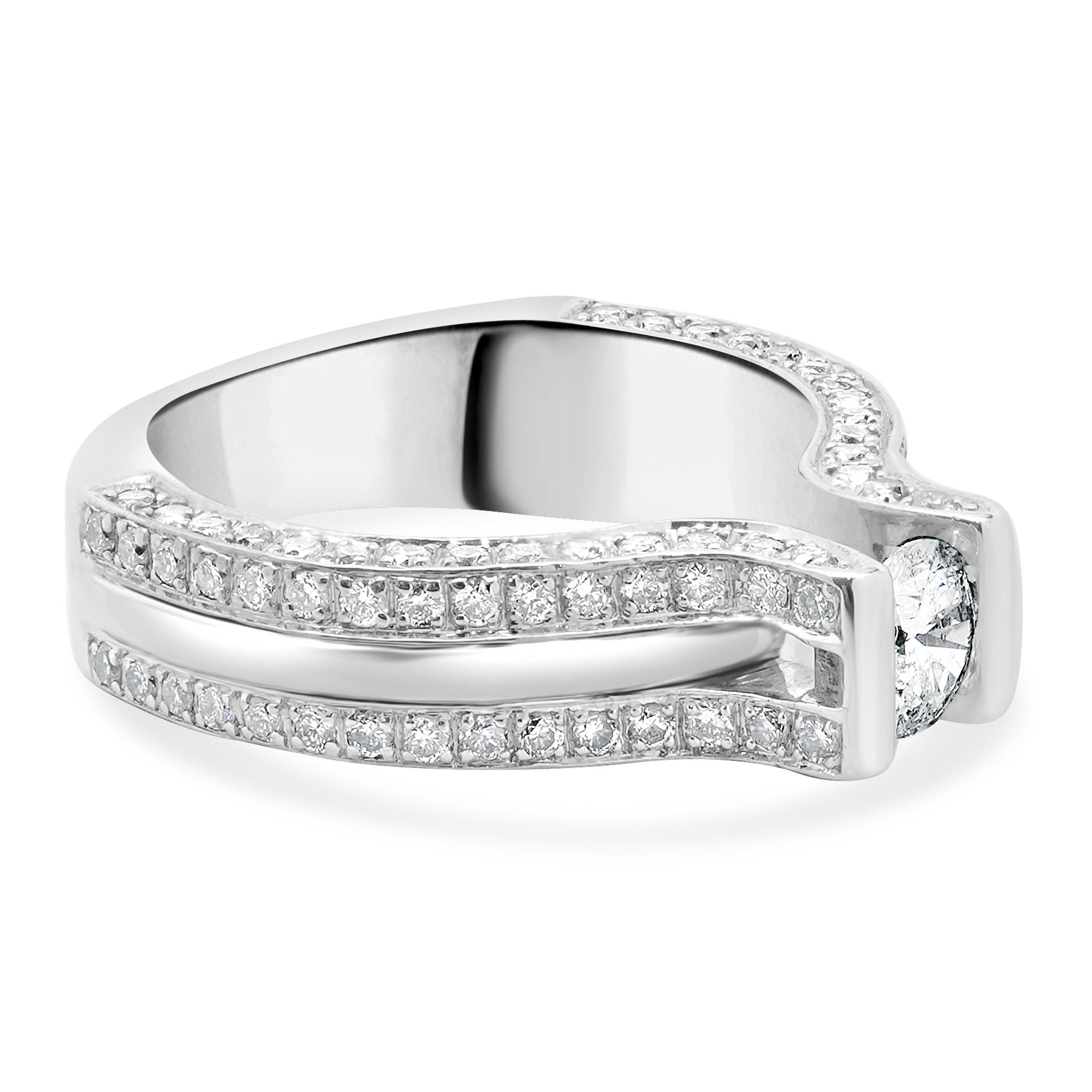14 Karat White Gold Round Brilliant Cut Tension Set Diamond Engagement Ring In Excellent Condition For Sale In Scottsdale, AZ