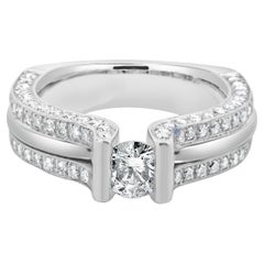 14 Karat White Gold Round Brilliant Cut Tension Set Diamond Engagement Ring