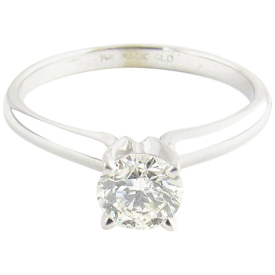 14 Karat White Gold Round Brilliant Diamond Engagement Ring .58 Carat