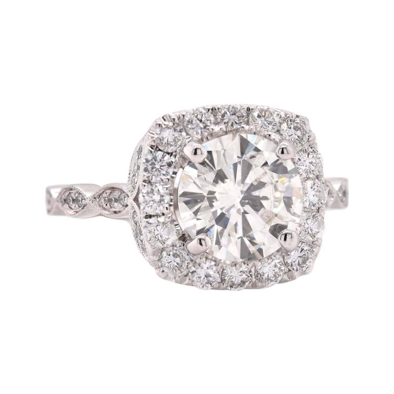 14 Karat White Gold Round Brilliant Diamond Engagement Ring For Sale at  1stDibs