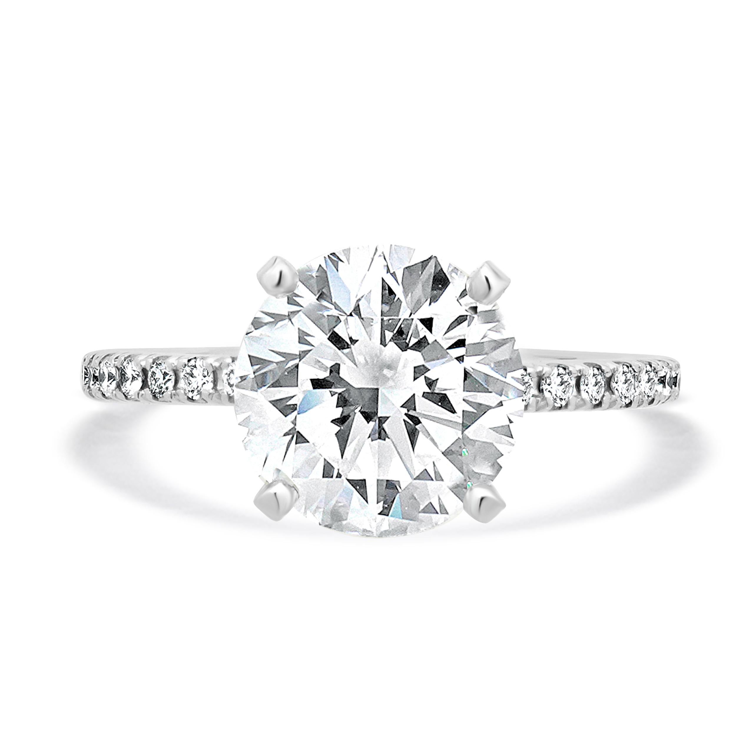 Bague de fiançailles en or blanc 14 carats diamant rond brillant