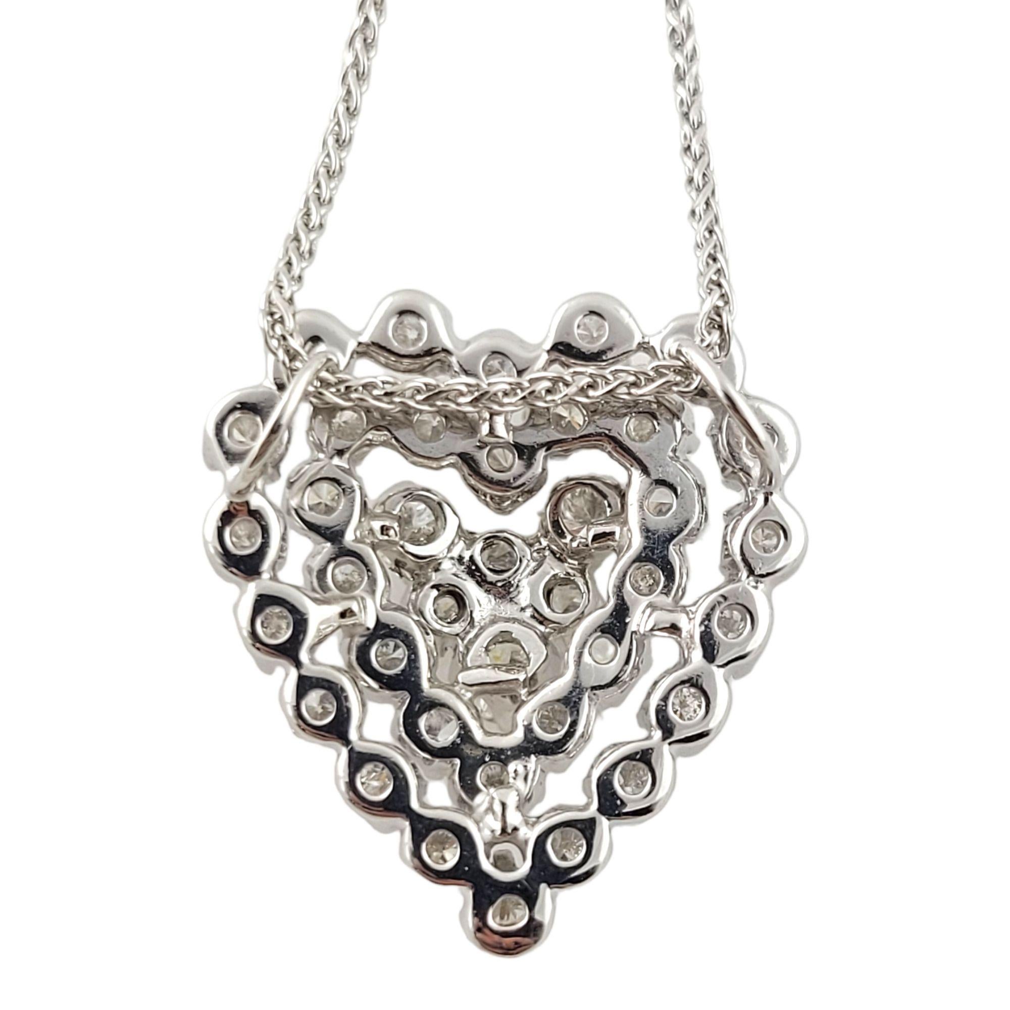 14 Karat White Gold Round Brilliant Diamond Heart Pendant 2.30cts Necklace For Sale 2