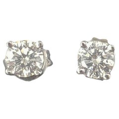 Orecchini con diamanti tondi e brillanti in oro bianco 14 carati #17687