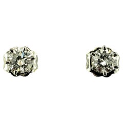 14 Karat Weißgold Runde Brillant-Diamant-Ohrstecker #18758