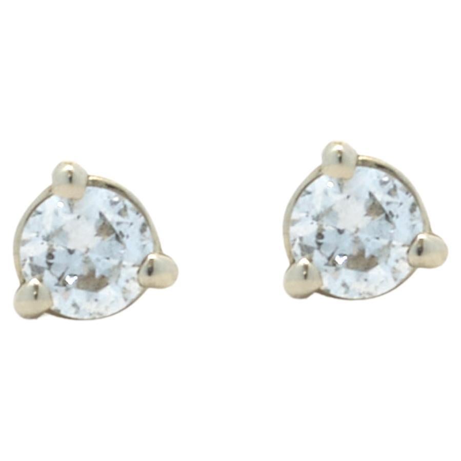 14 Karat Weißgold Runde Brillant-Diamant-Ohrstecker