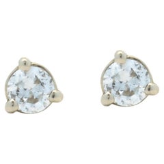 14 Karat Weißgold Runde Brillant-Diamant-Ohrstecker