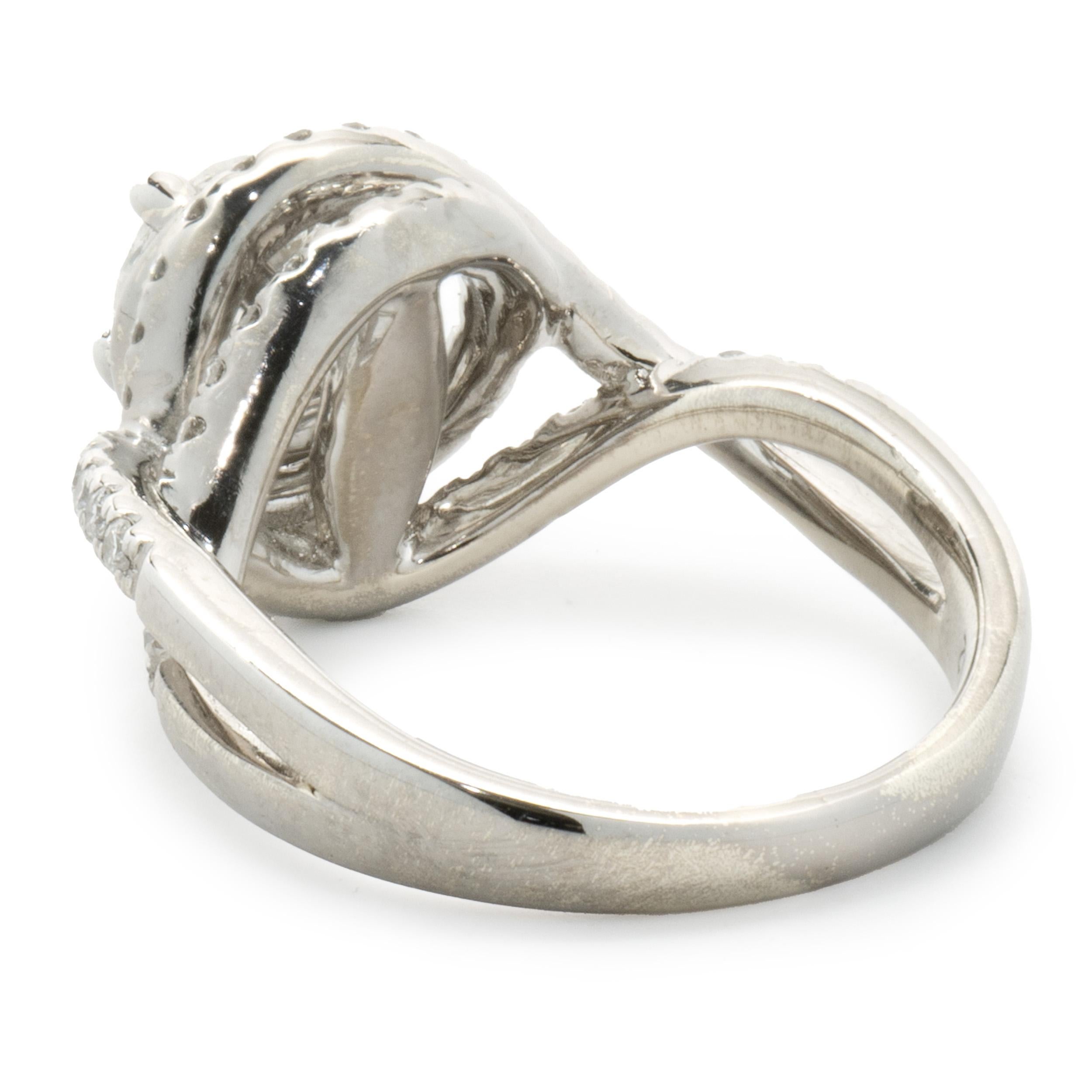 14 Karat White Gold Round Brilliant Diamond Swirl Engagement Ring In Excellent Condition For Sale In Scottsdale, AZ