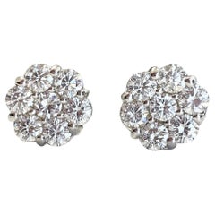 Boucles d'oreilles en or blanc 14 carats diamant taille ronde 2.60cts.