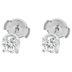 14 Karat White Gold Round Cut Diamond Stud Earrings