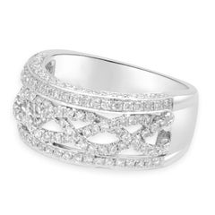 14 Karat White Gold Round Diamond Braided Band