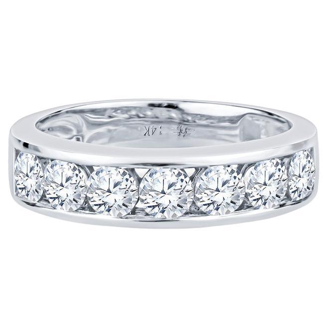 14 Karat White Gold Round Diamond Channel Set Band