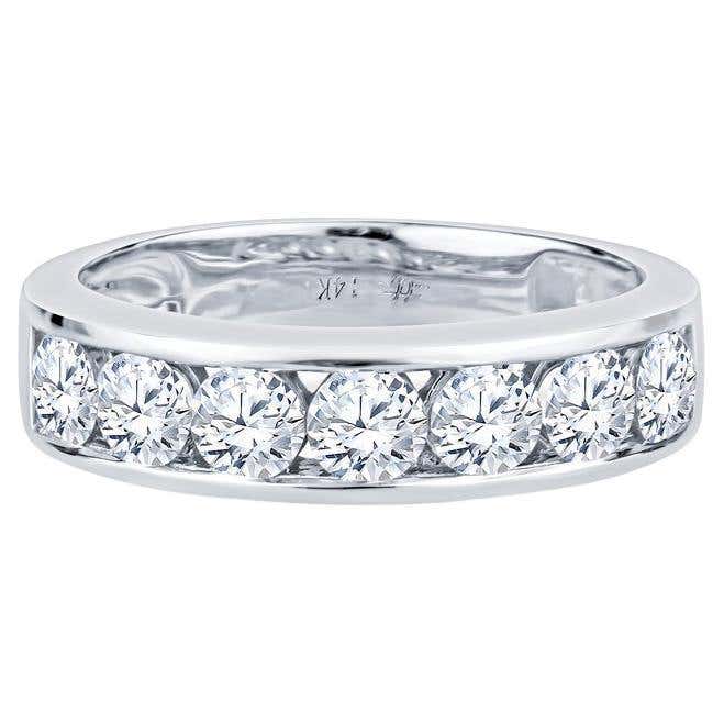 Channel Set Dimonds Alternating Channel Set Round and Baguette Diamond Band Ring in 14 ...