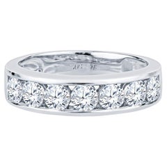 14 Karat White Gold Round Diamond Channel Set Band