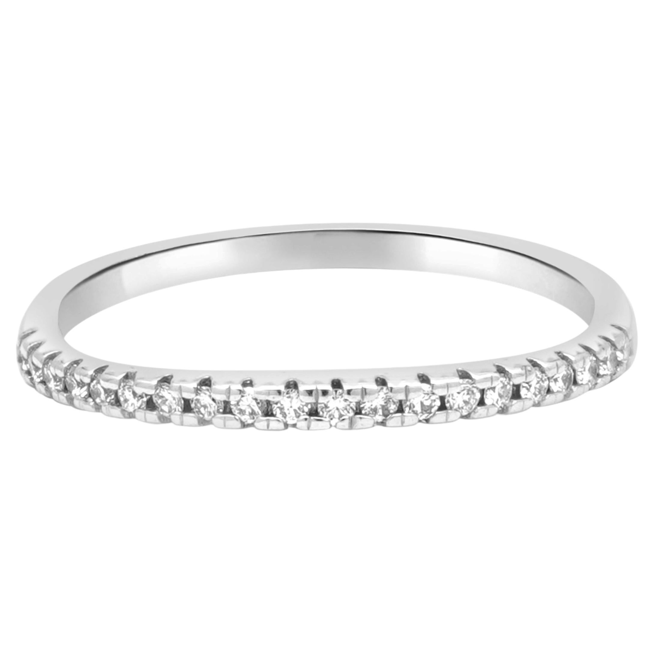 14 Karat White Gold Round Diamond Contour Wedding Band