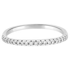 Alliance en or blanc 14 carats à diamants ronds en forme de contour