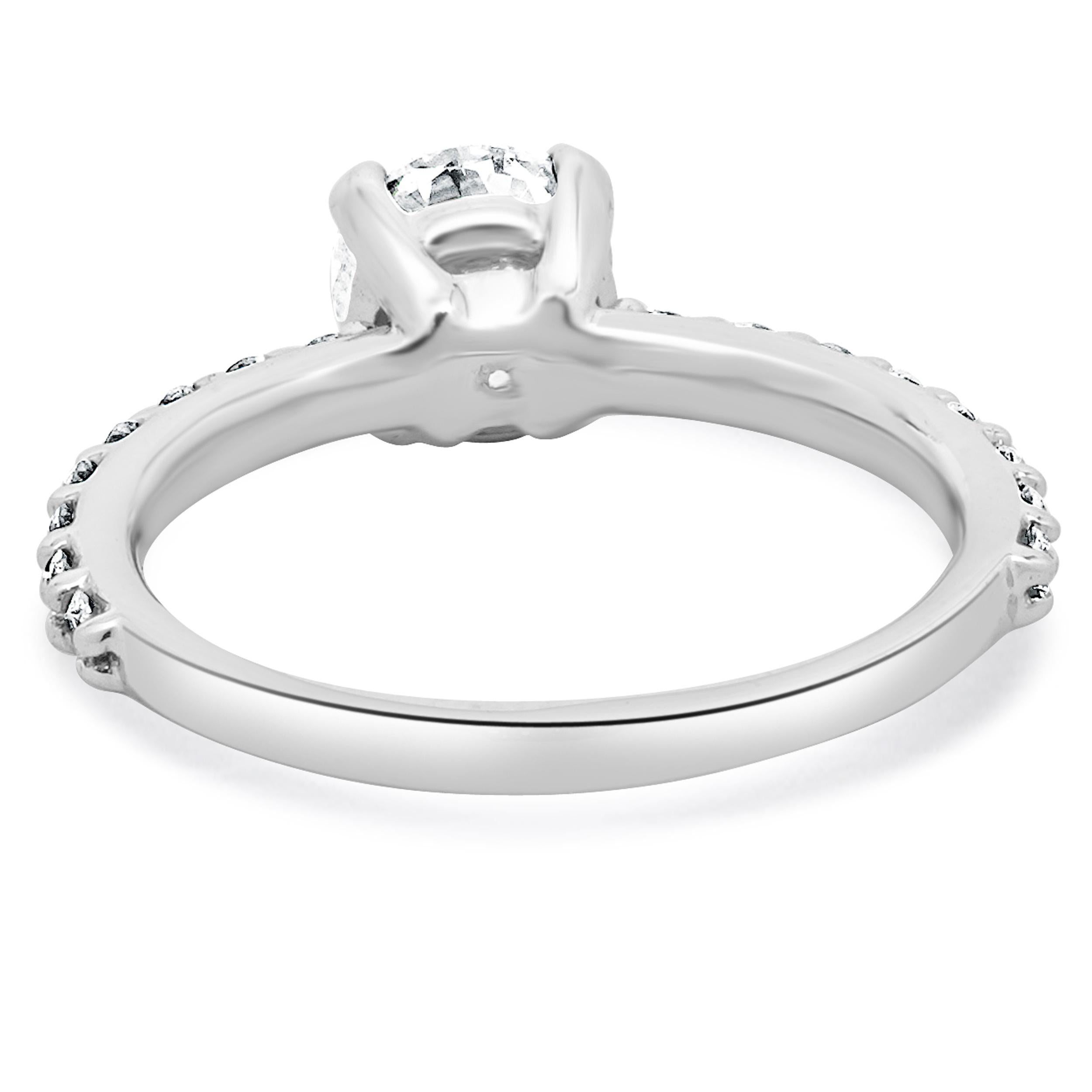 Brilliant Cut 14 Karat White Gold Round Diamond Engagement Ring For Sale