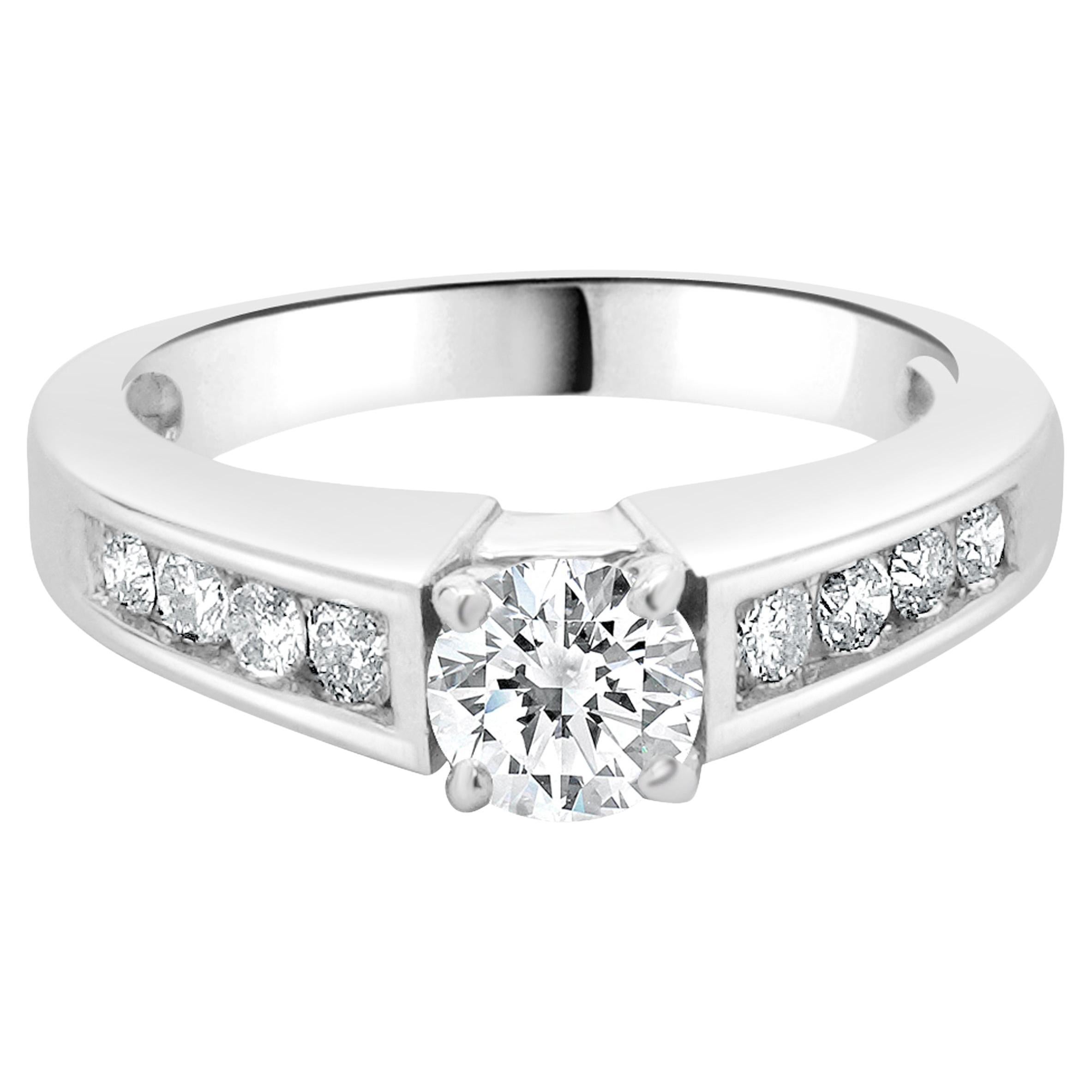 14 Karat White Gold Round Diamond Engagement Ring