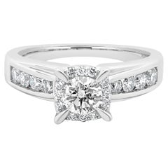 Bague de fiançailles en or blanc 14 carats avec diamant rond