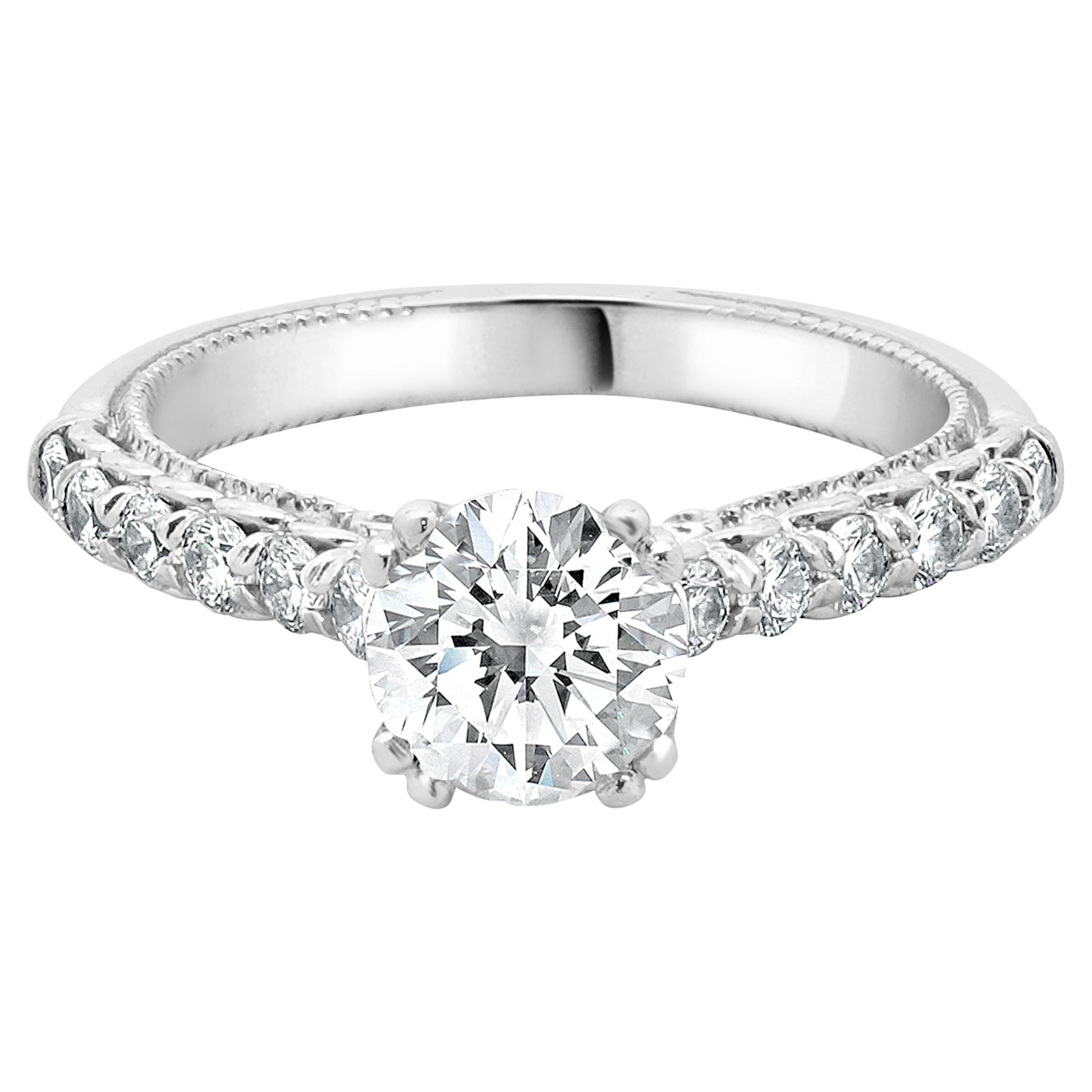 14 Karat White Gold Round Diamond Engagement Ring