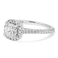 14 Karat White Gold Round Diamond Halo Ring
