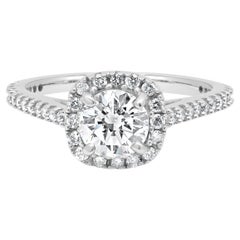 14 Karat White Gold Round Diamond Halo Ring