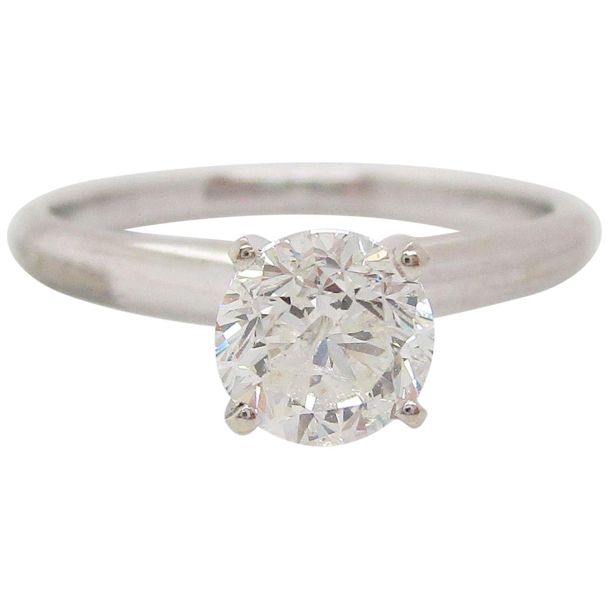 14 Karat White Gold Round Diamond Solitaire Engagement Ring