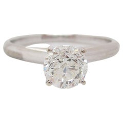 Bague de fiançailles solitaire en or blanc 14 carats avec diamants ronds