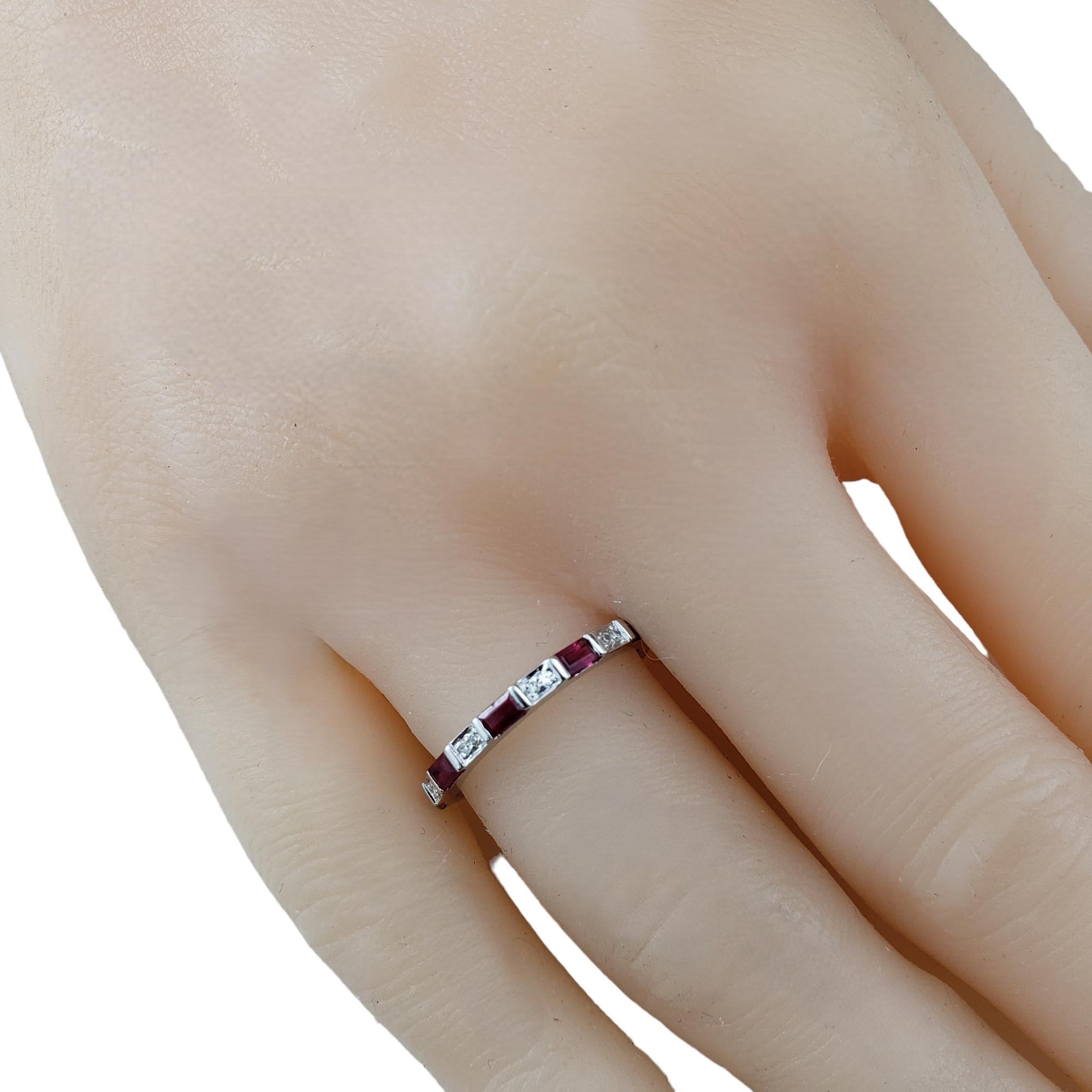14 Karat White Gold Ruby and Diamond Band Ring Size 6.25  #17844 1