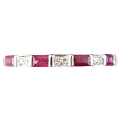 14 Karat White Gold Ruby and Diamond Band Ring Size 6.25  #17844