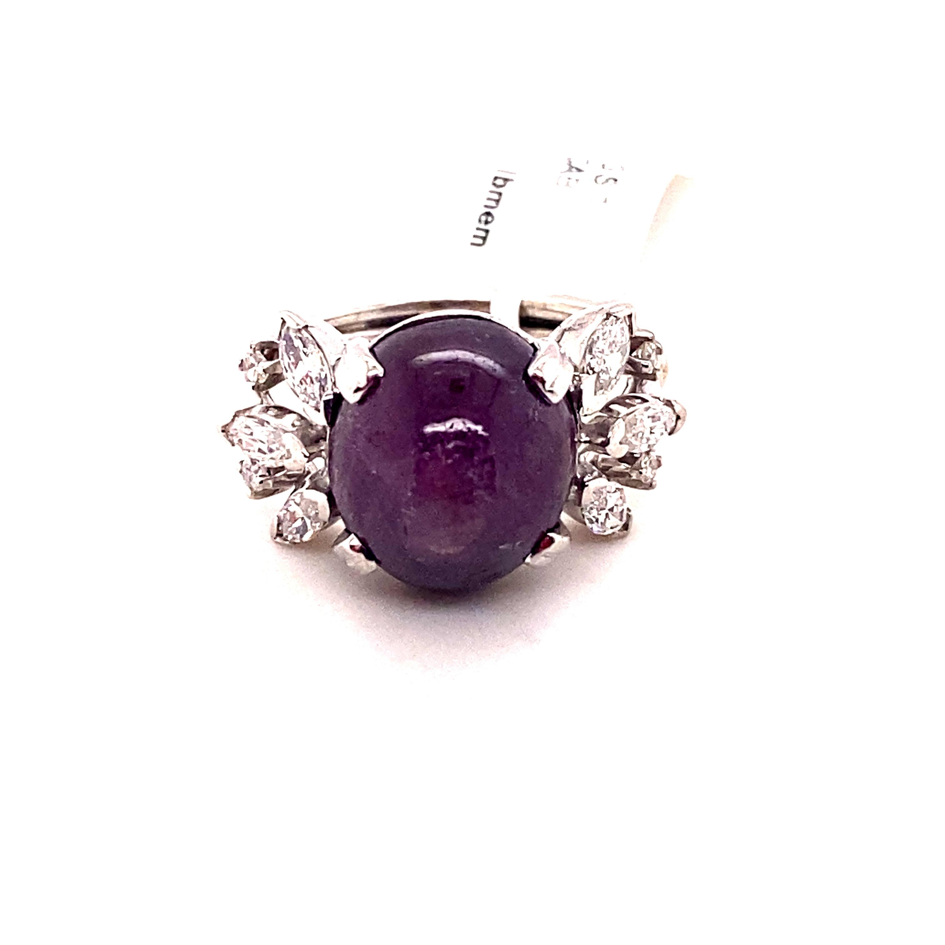 Women's 14 Karat White Gold Ruby and Diamond Cocktail Ring For Sale