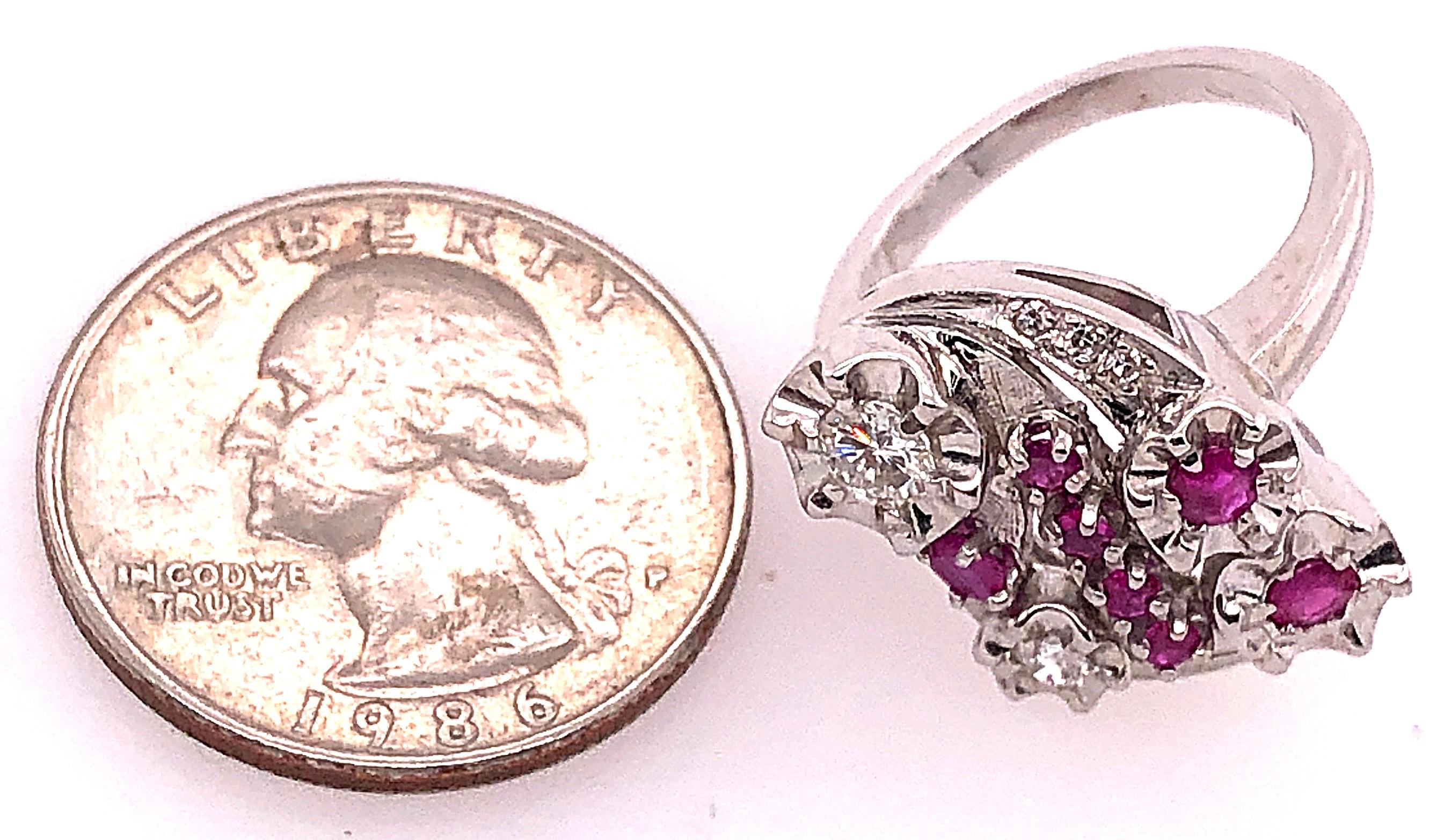 14 Karat White Gold Ruby and Diamond Cocktail Ring For Sale 2