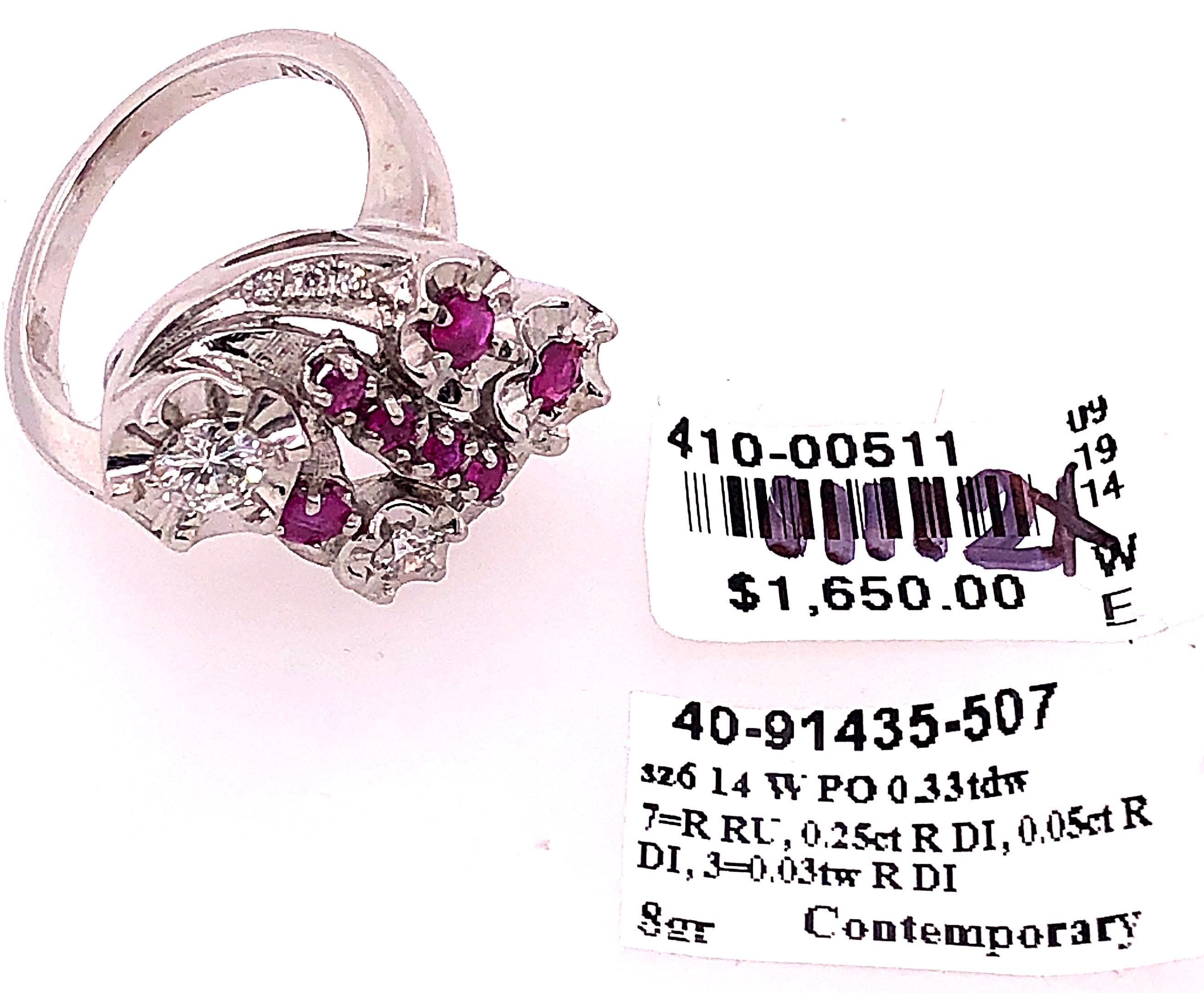 14 Karat White Gold Ruby and Diamond Cocktail Ring For Sale 3