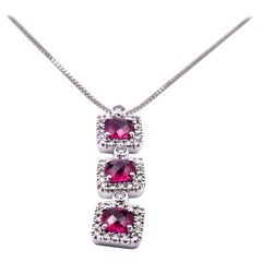 14 Karat White Gold Ruby and Diamond Necklace
