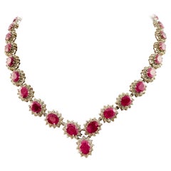 14 Karat White Gold Ruby and Diamond Necklace