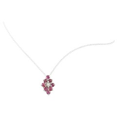 14 Karat White Gold Ruby and Diamond Pendant Necklace