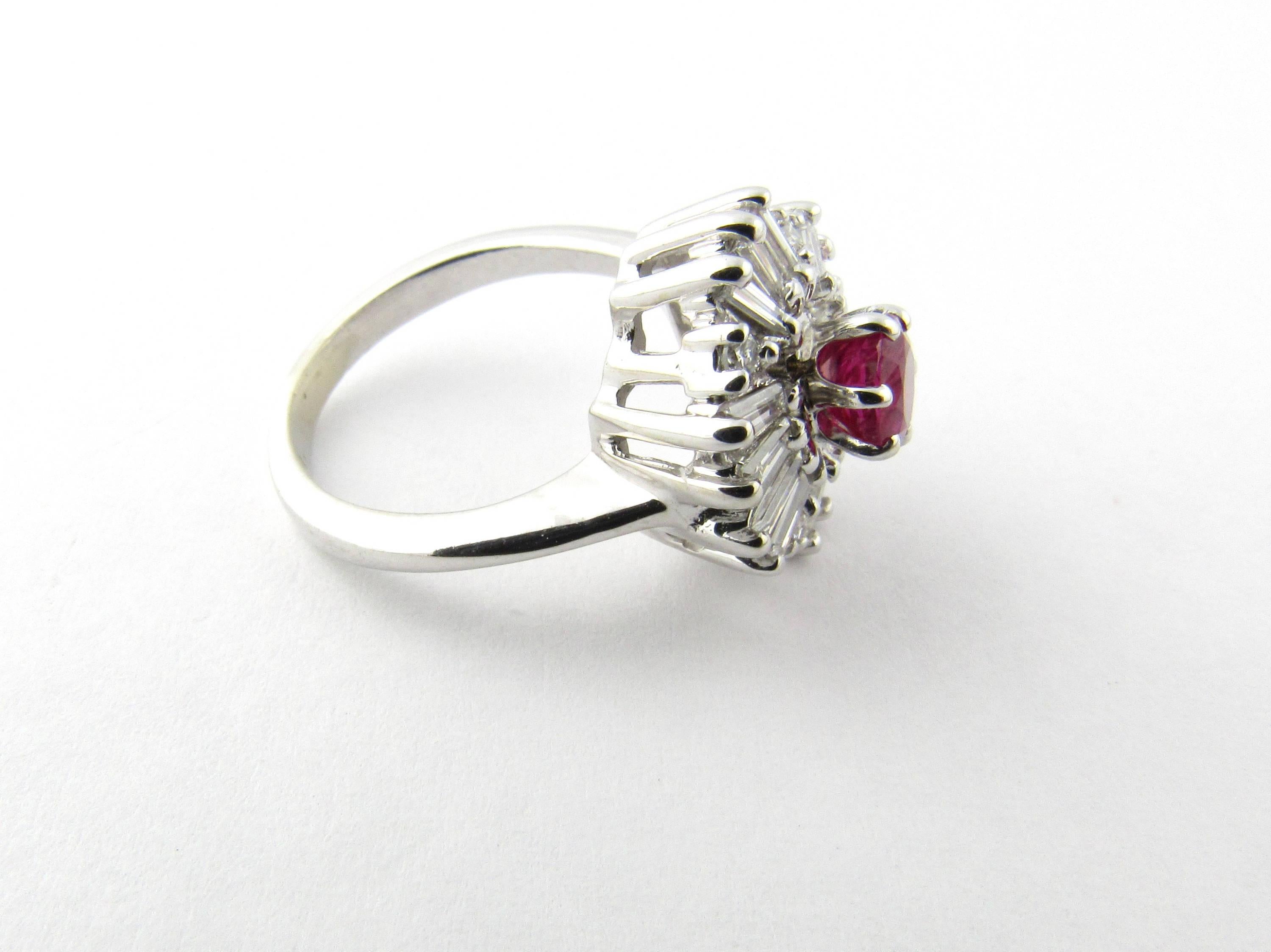 14 Karat White Gold Ruby and Diamond Ring In Excellent Condition In Washington Depot, CT