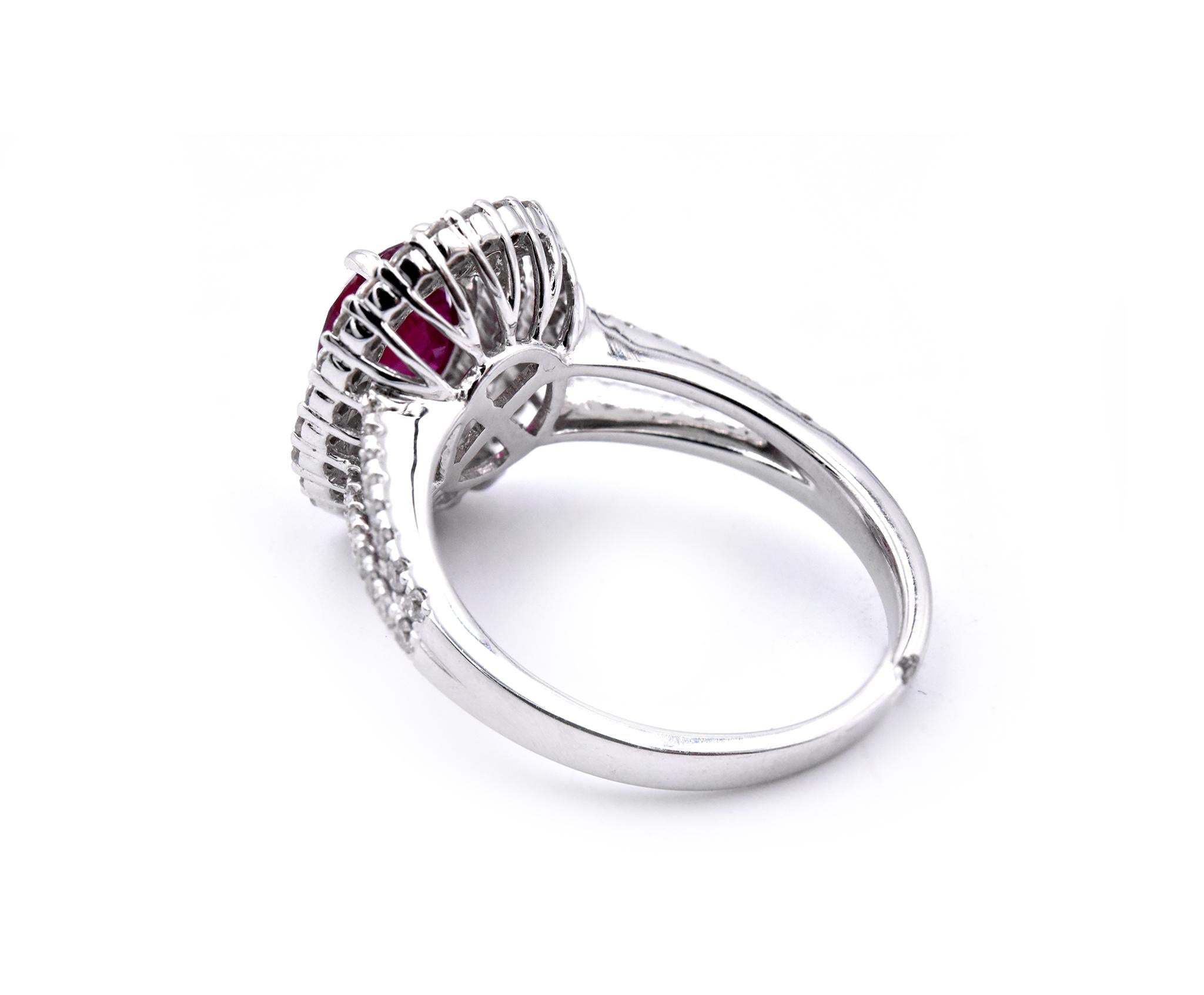 14 Karat White Gold Ruby and Diamond Ring In Excellent Condition For Sale In Scottsdale, AZ