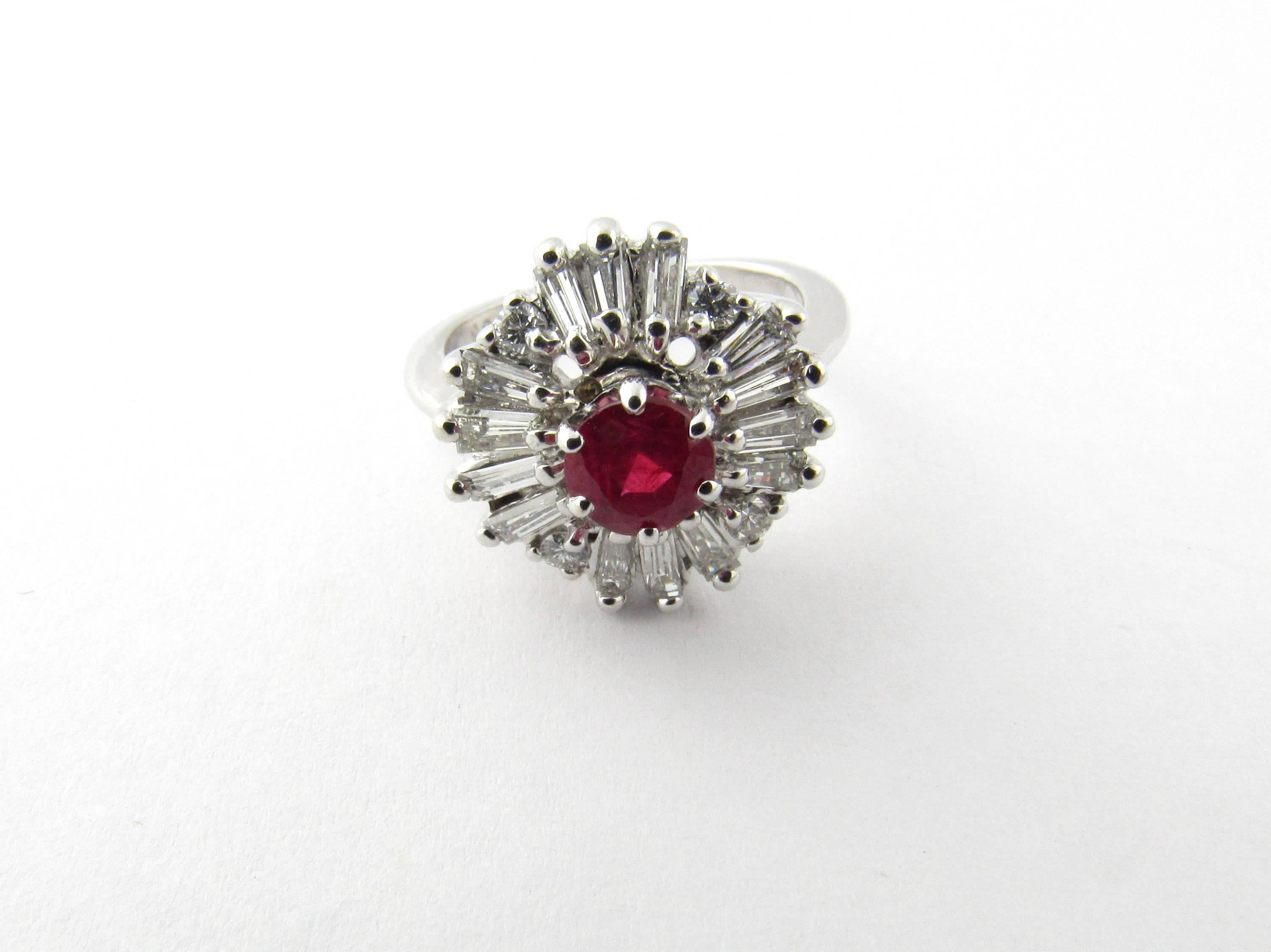 Women's 14 Karat White Gold Ruby and Diamond Ring