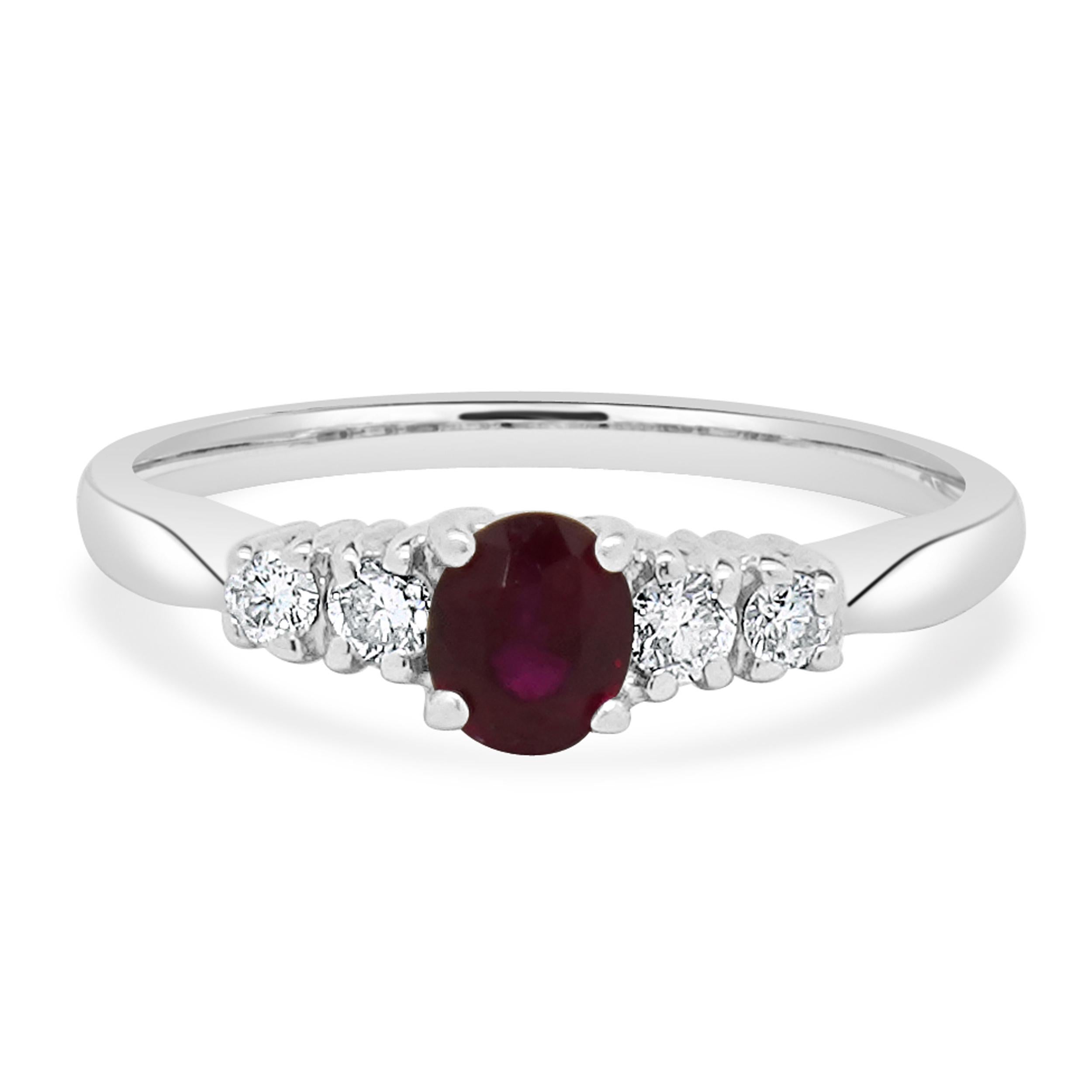 14 Karat White Gold Ruby and Diamond Ring For Sale