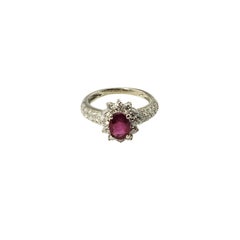 14 Karat White Gold Ruby and Diamond Ring Size 4.5