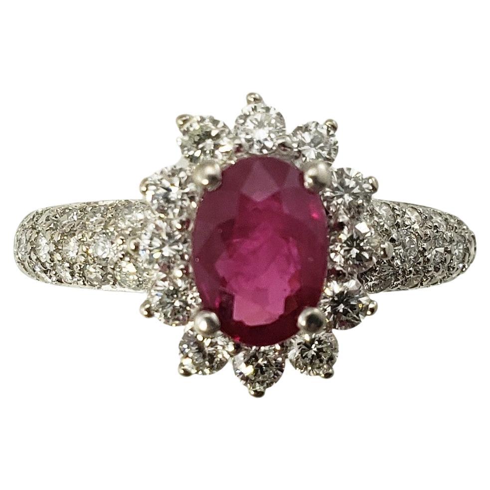 14 Karat White Gold Ruby and Diamond Ring Size 4.5 For Sale