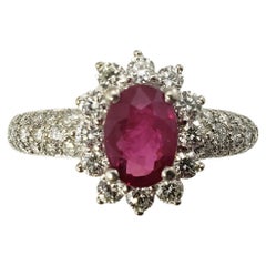 Vintage 14 Karat White Gold Ruby and Diamond Ring Size 4.5