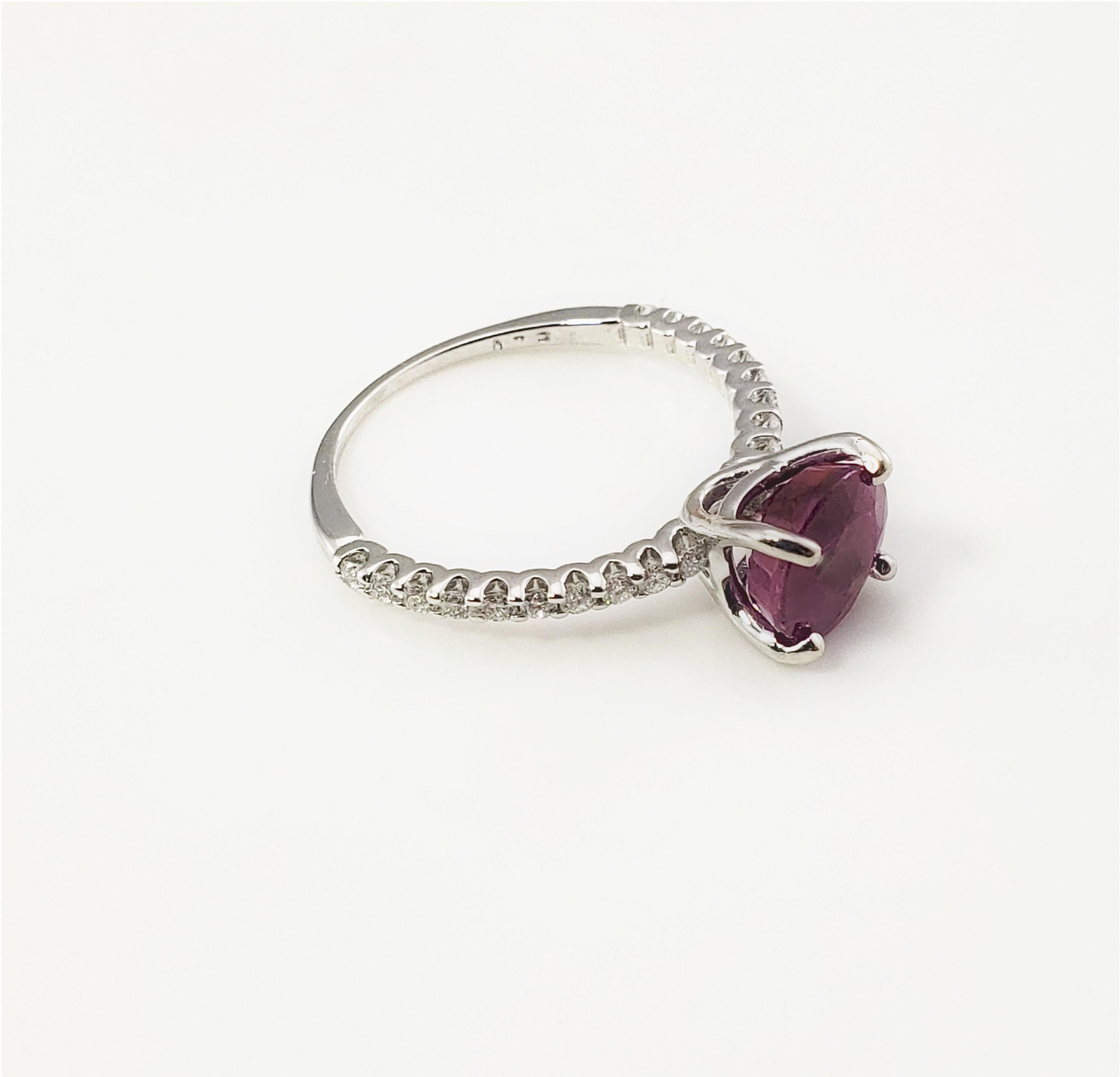 Brilliant Cut 14 Karat White Gold Ruby and Diamond Ring  For Sale