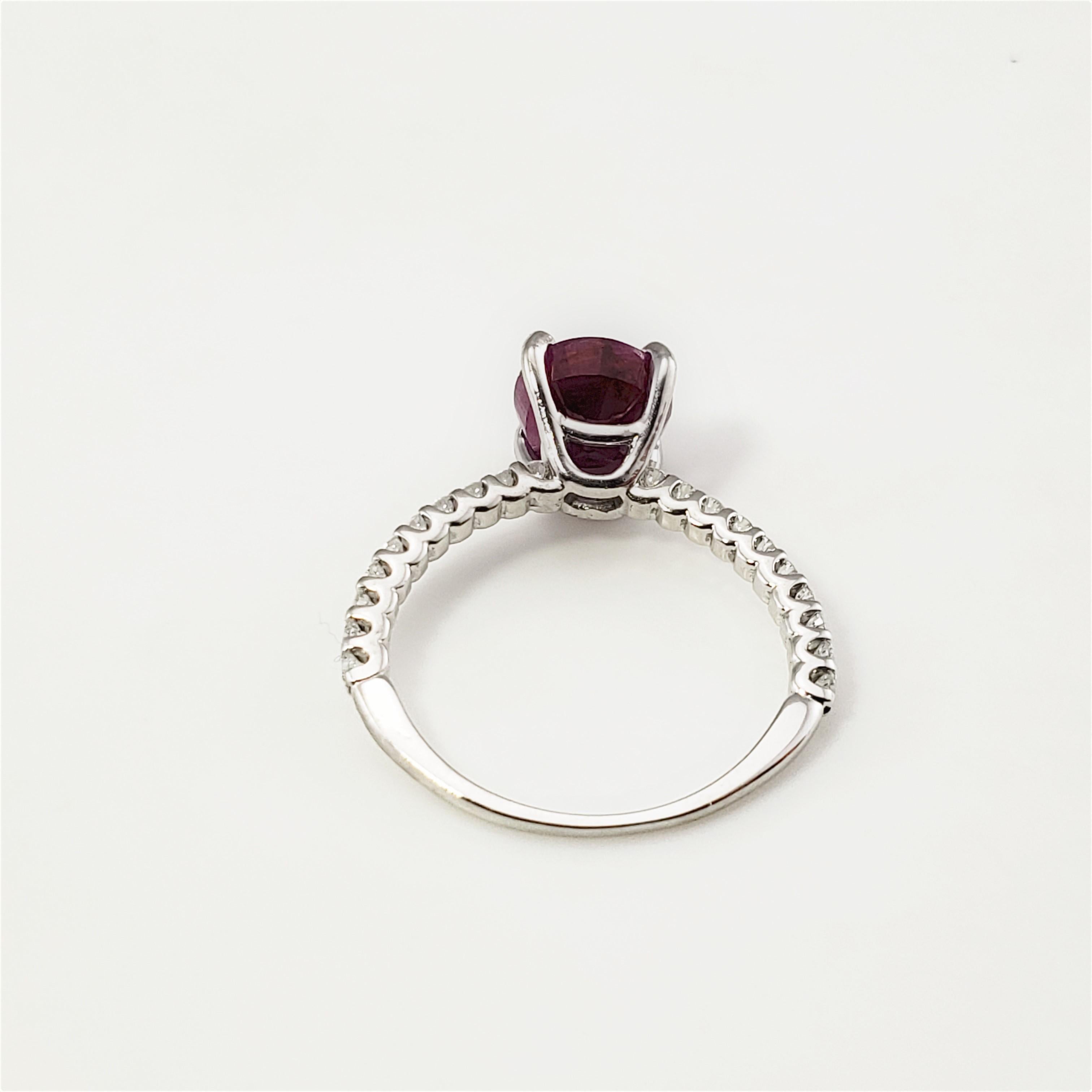 Women's 14 Karat White Gold Ruby and Diamond Ring  For Sale