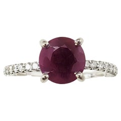 Vintage 14 Karat White Gold Ruby and Diamond Ring 