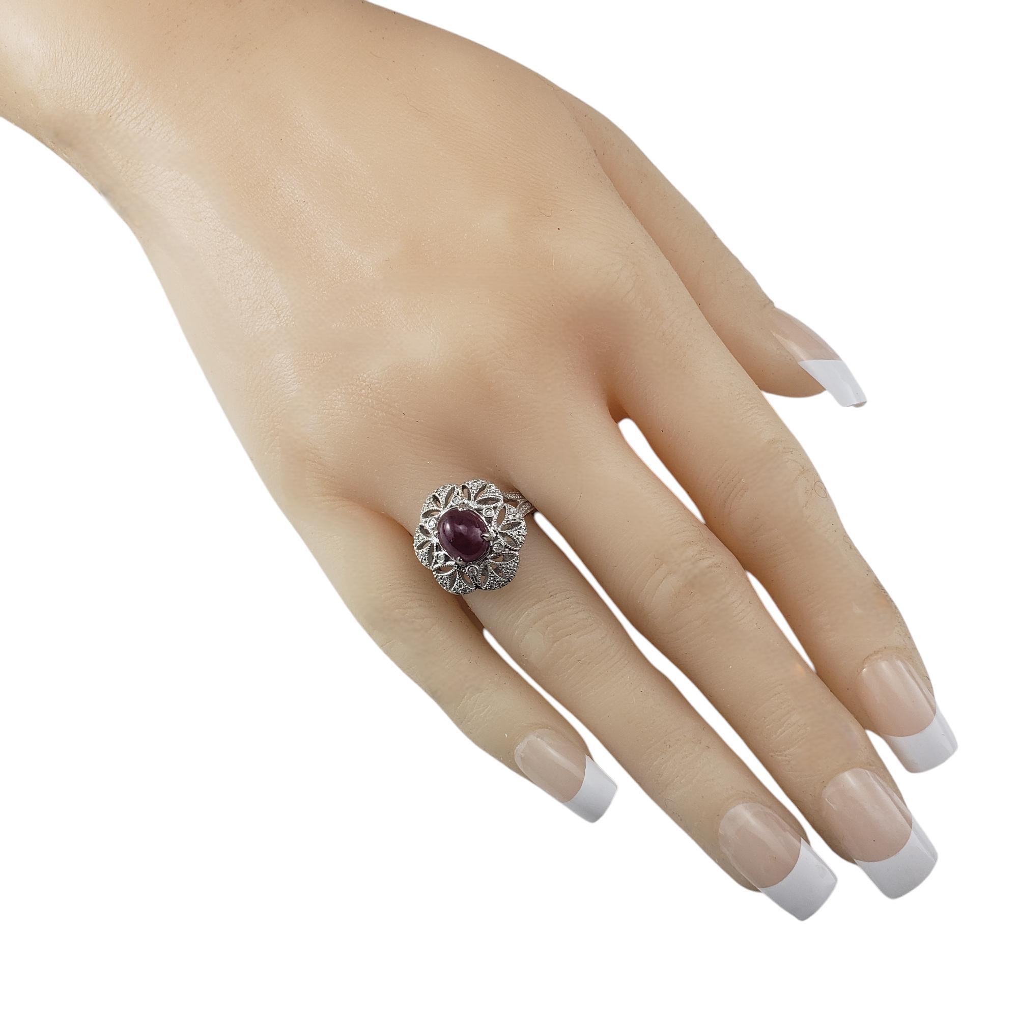 Women's 14 Karat White Gold Ruby and Diamond Ring Size 6.5 #20702 For Sale