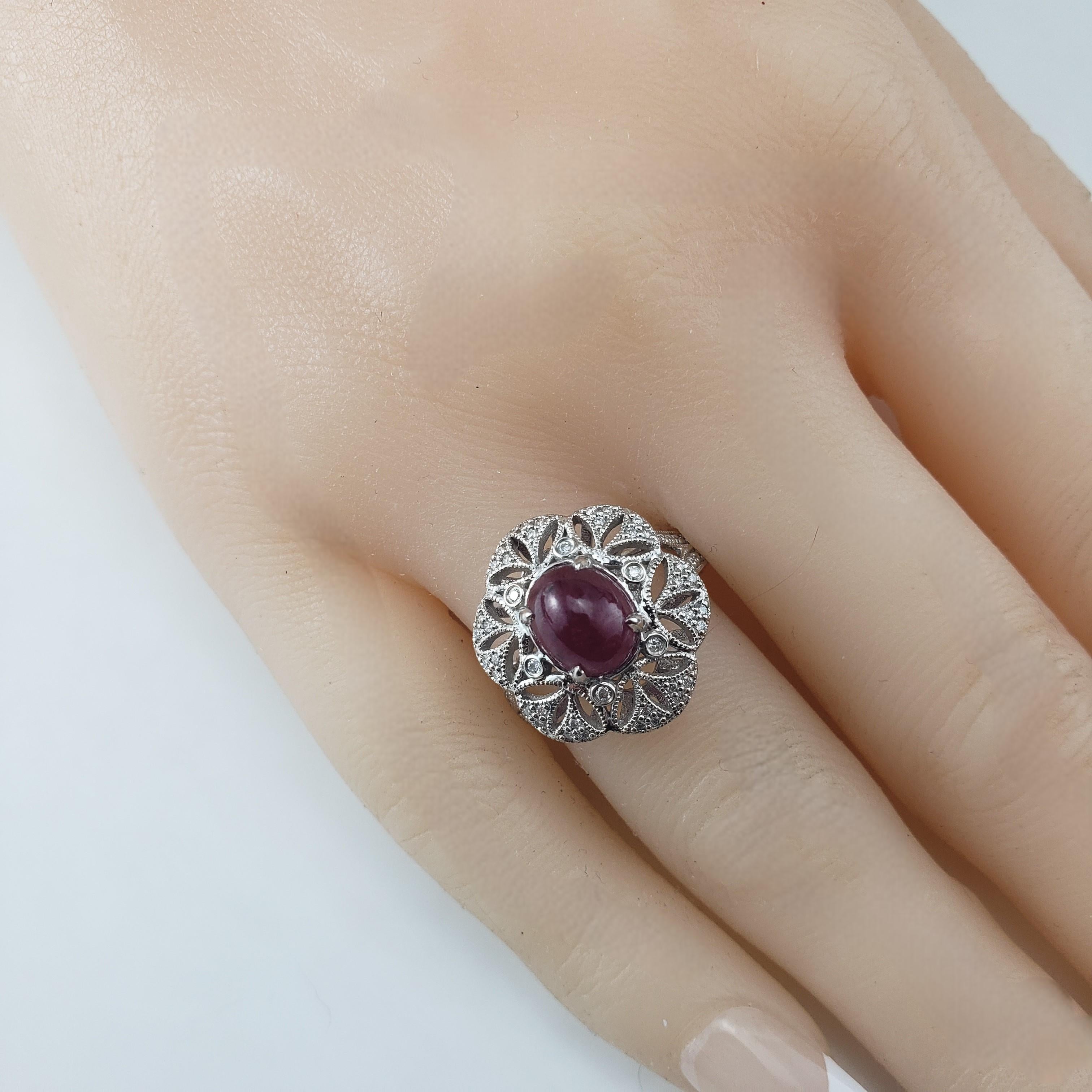 14 Karat White Gold Ruby and Diamond Ring Size 6.5 #20702 For Sale 1