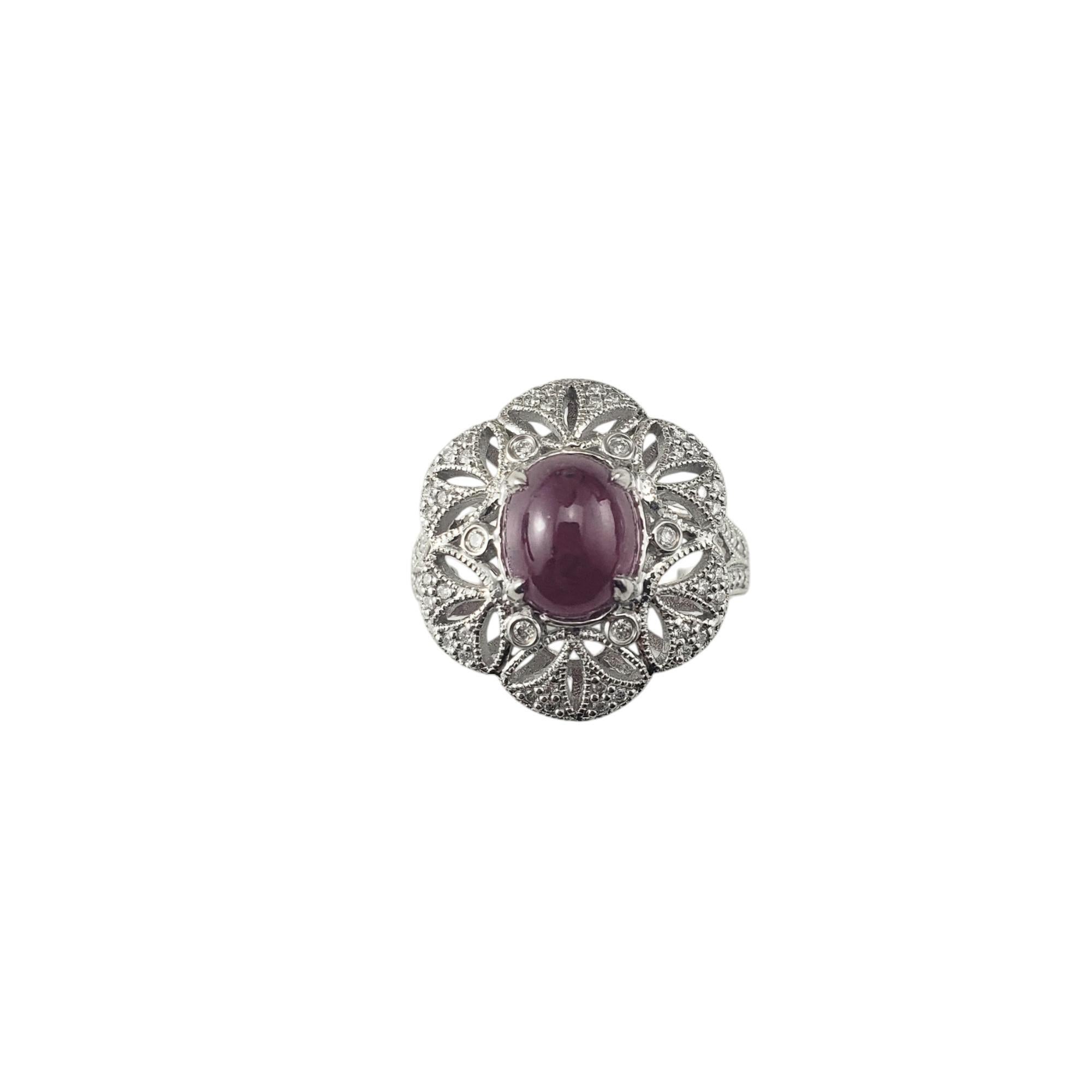 14 Karat White Gold Ruby and Diamond Ring Size 6.5 #20702 For Sale